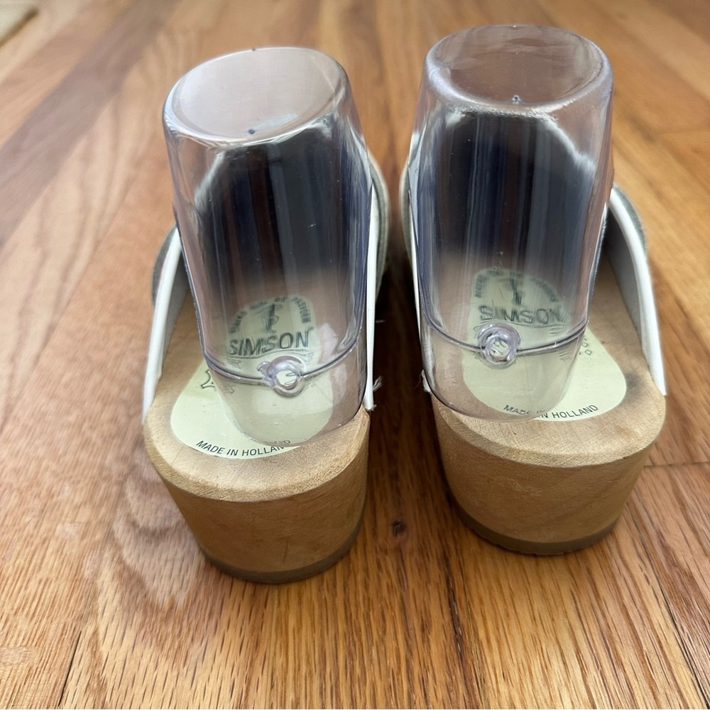 Simson Holland Orthopedic White Floral Leather and Wood Clogs Women’s Size 38 - Picture 5 of 10